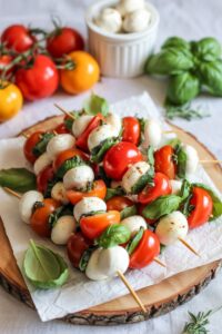 Tomato Basil Mozzarella Skewers