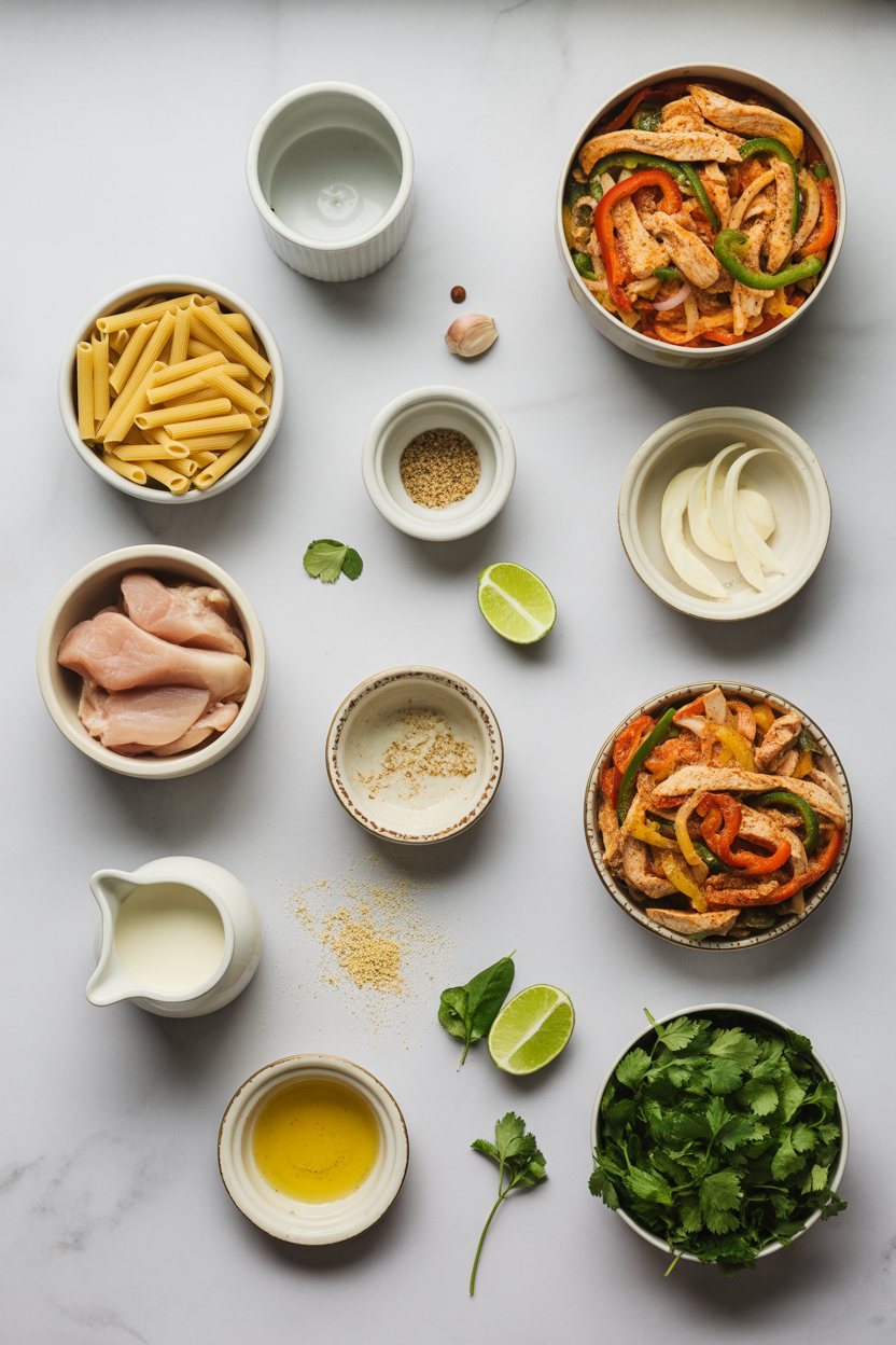 skillet-chicken-fajita-pasta ingredients