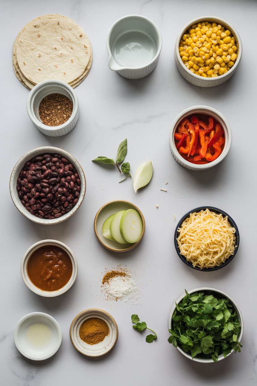 vegetable-black-bean-enchiladas ingredients
