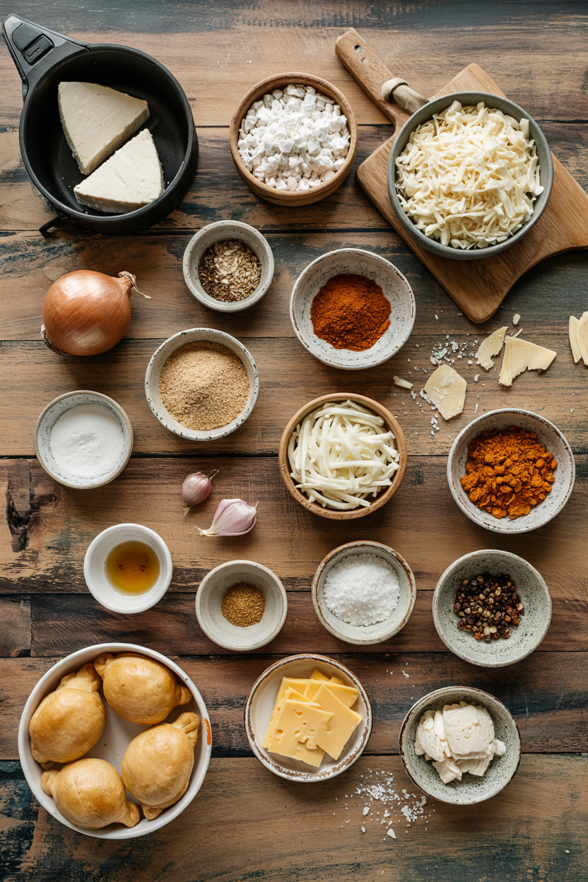 Ingredients for Air Fryer Cheese and Onion Pasties