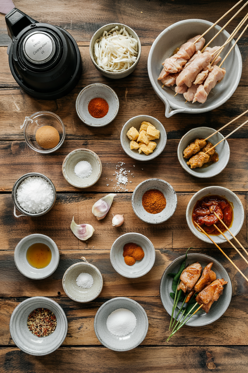 Ingredients for Air Fryer Chicken Satay Skewers