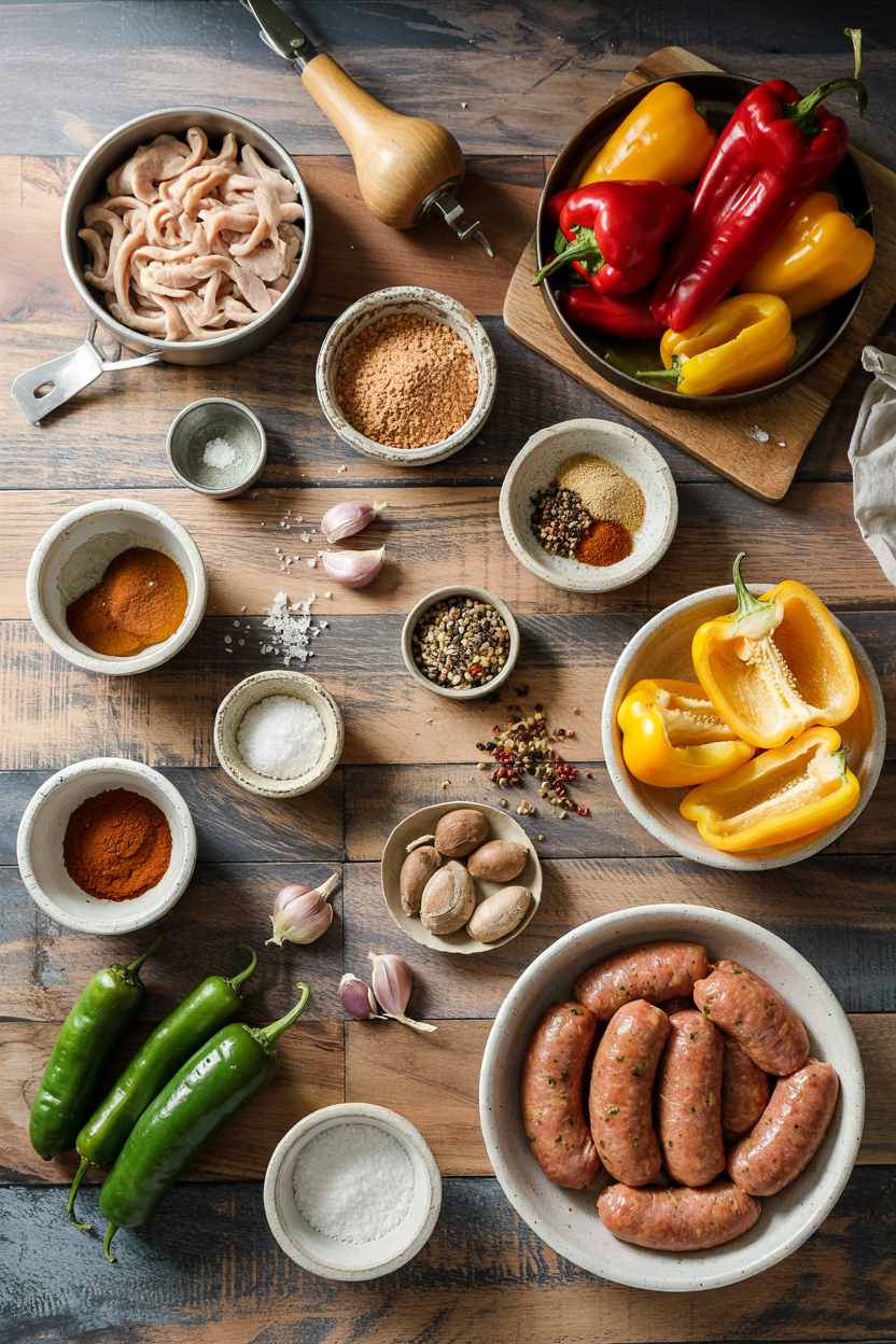 Ingredients for Air Fryer Chicken Sausage and Peppers
