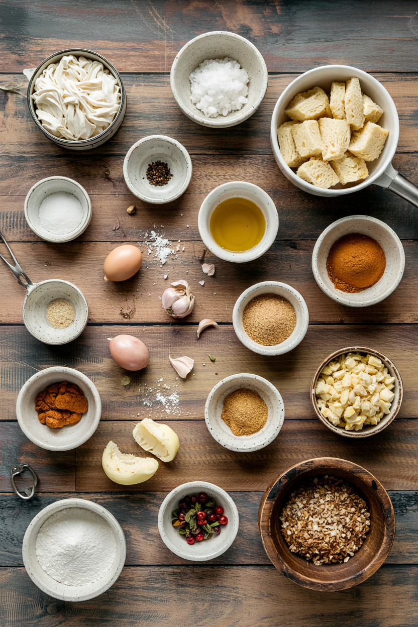 Ingredients for Air Fryer Savory Bread Pudding