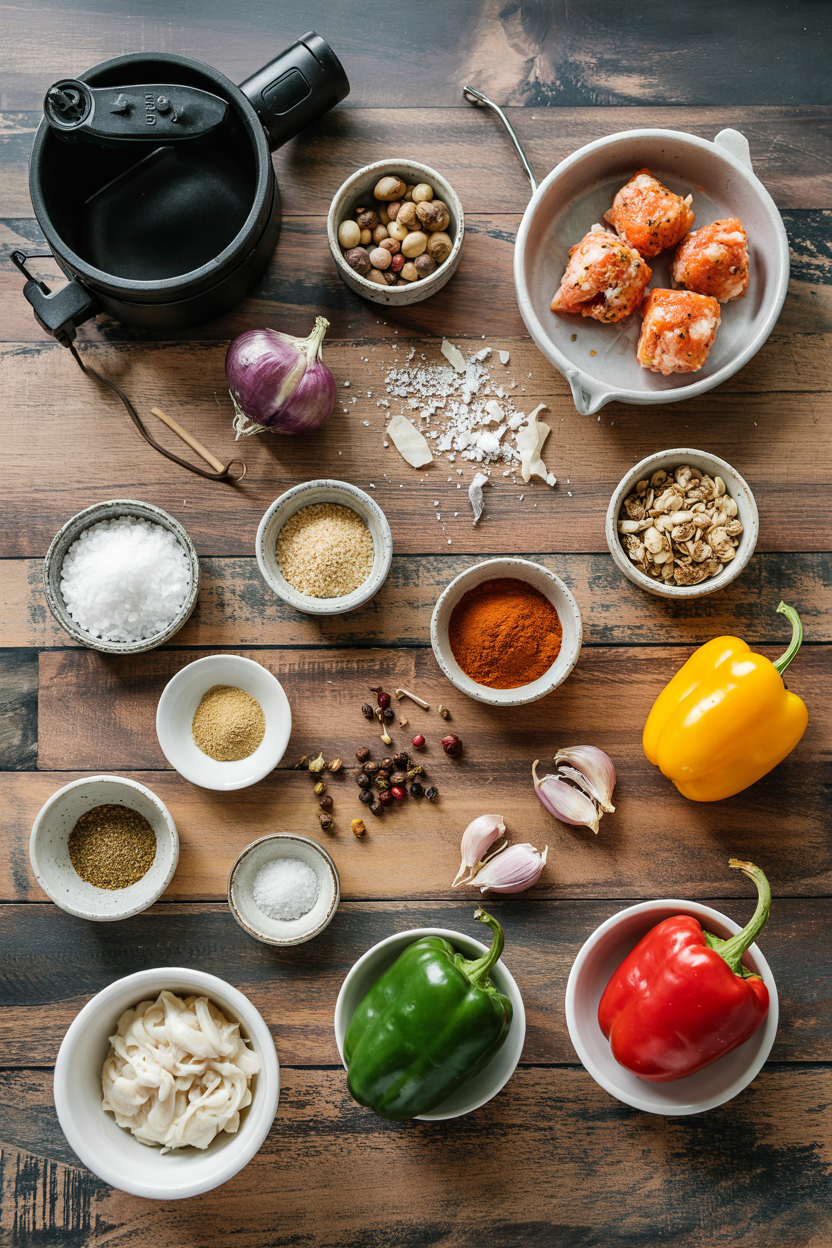 Ingredients for Air Fryer Seafood Stuffed Peppers