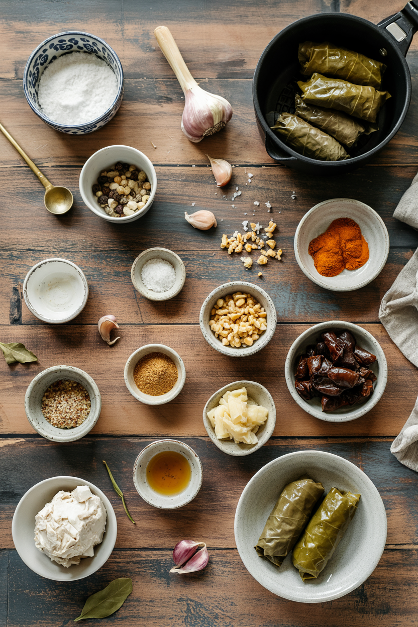 Ingredients for Air Fryer Stuffed Grape Leaves