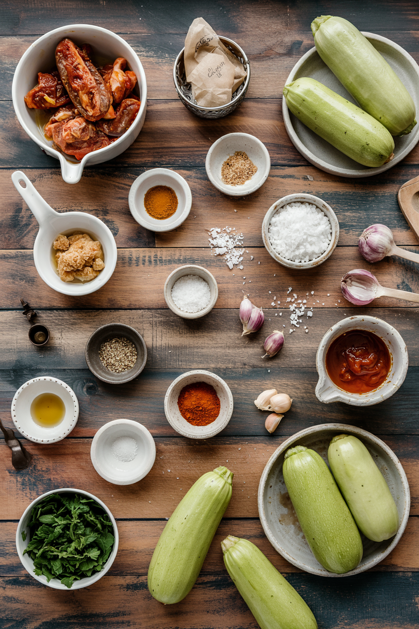 Ingredients for Air Fryer Stuffed Zucchini Boats
