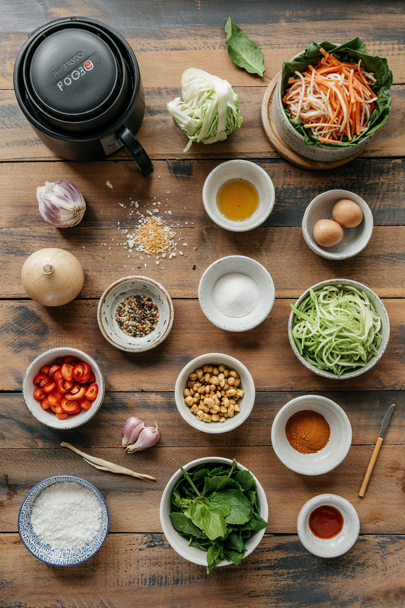 Ingredients for Air Fryer Vegetable Spring Rolls