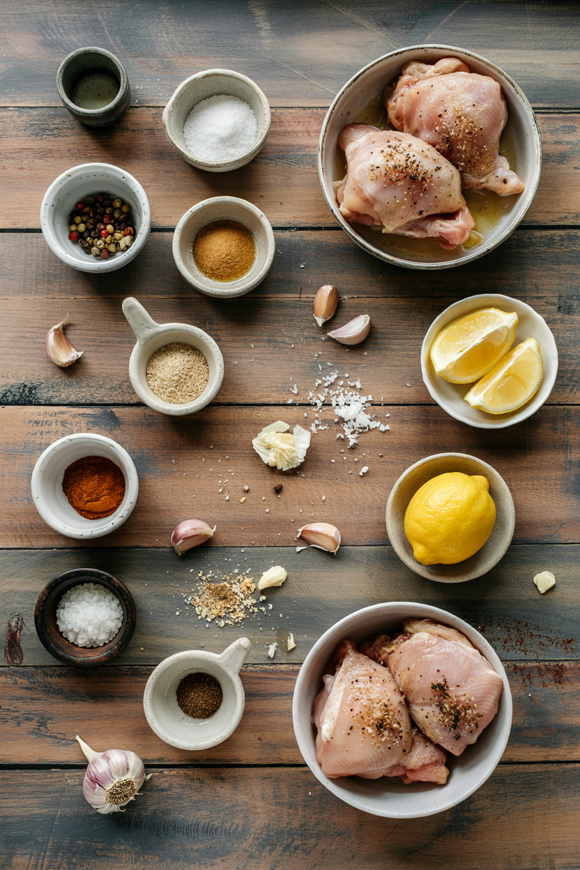 Ingredients for Baked Chicken Thighs with Lemon and Garlic