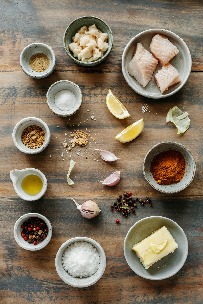 Ingredients for Baked Cod with Lemon Butter
