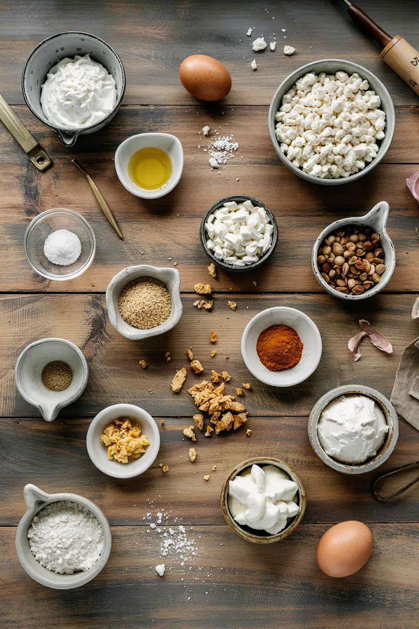 Ingredients for Baked Cottage Cheese Egg Squares