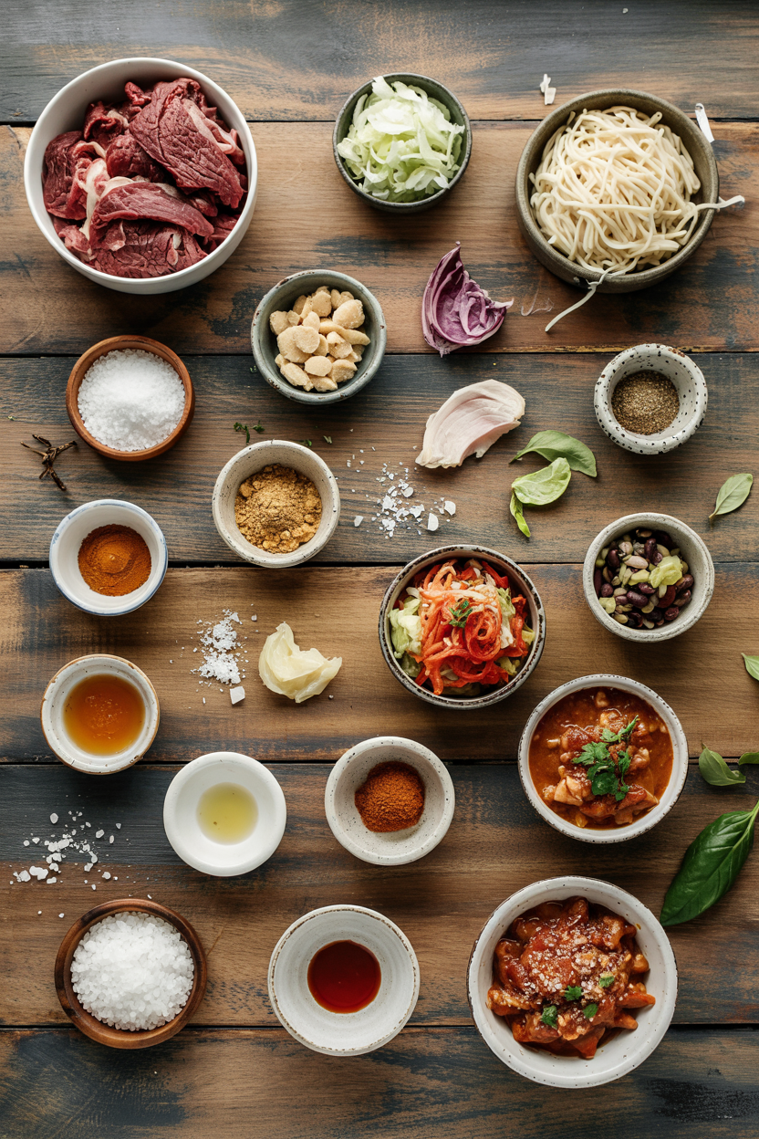 Ingredients for Beef and Bean Enchiladas