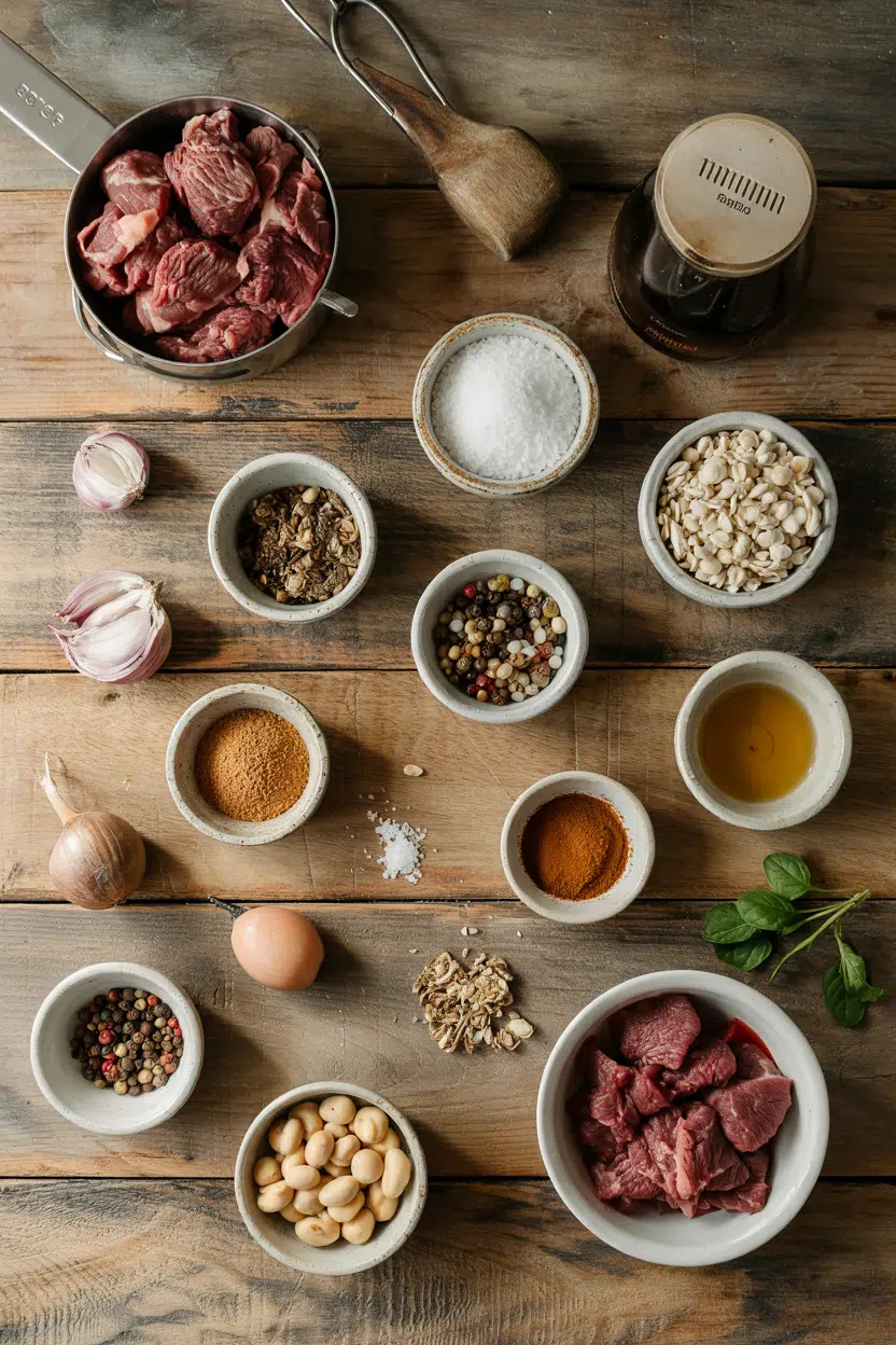 Ingredients for Beef and Guinness Stew