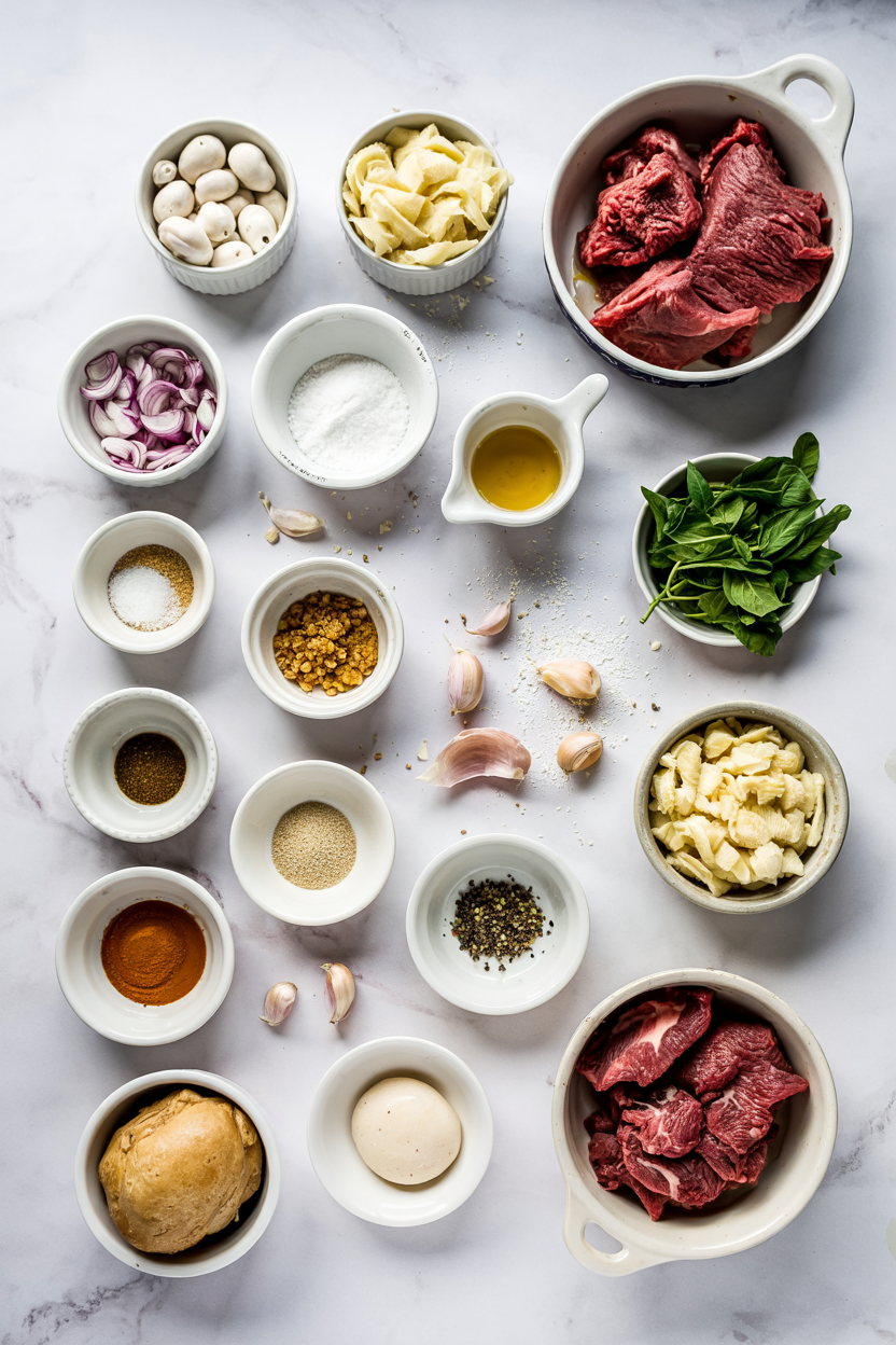Ingredients for Beef and Vegetable Pot Pie