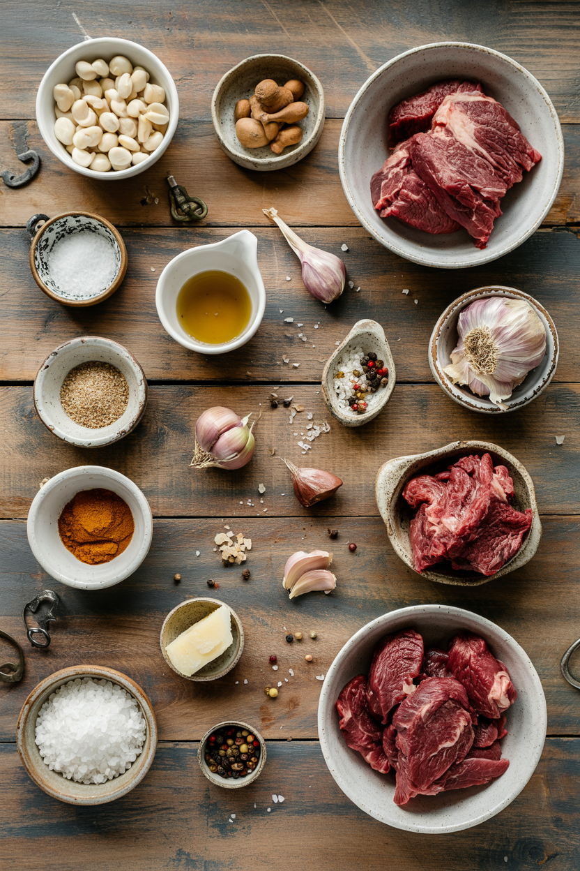 Ingredients for Beef Bourguignon French-Style