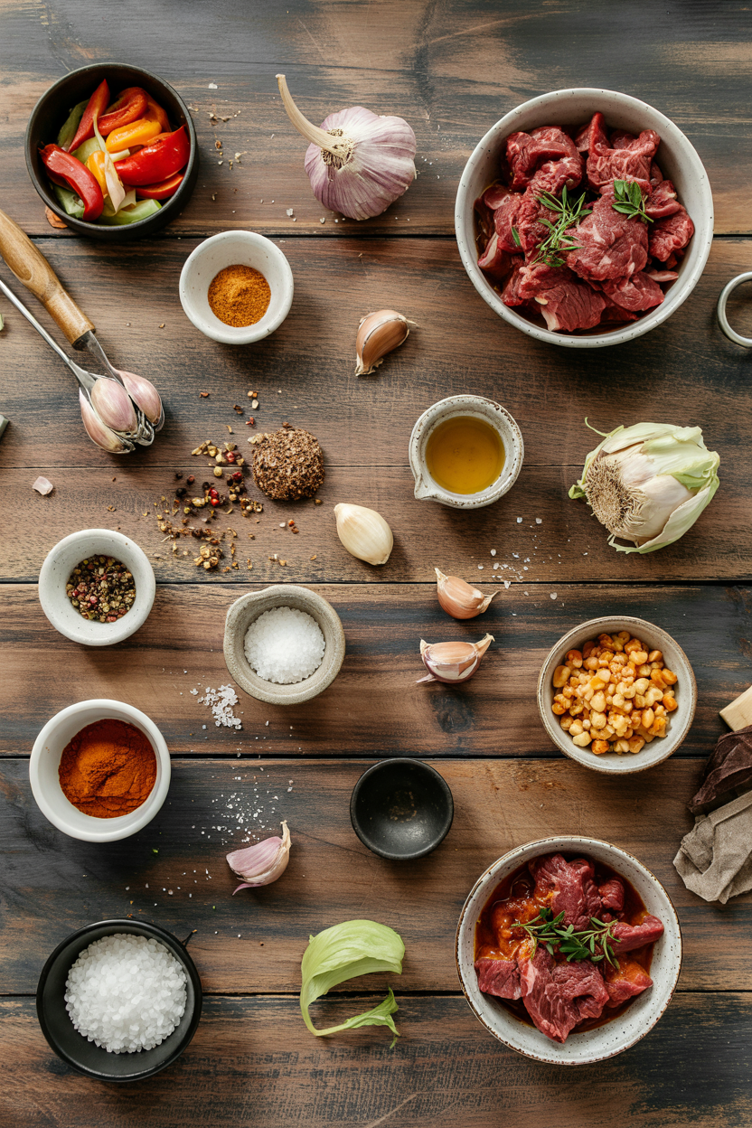 Ingredients for Beef Goulash with Paprika