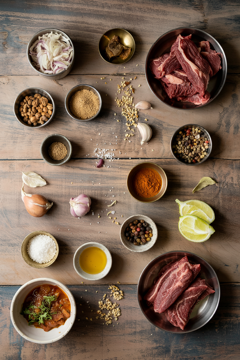 Ingredients for Beef Nihari Pakistani-Style