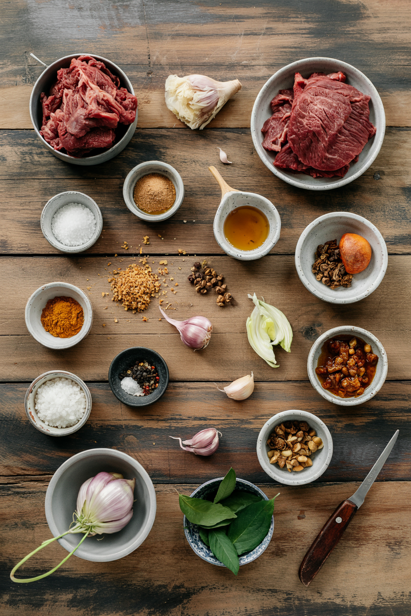 Ingredients for Beef Rendang Indonesian-Style