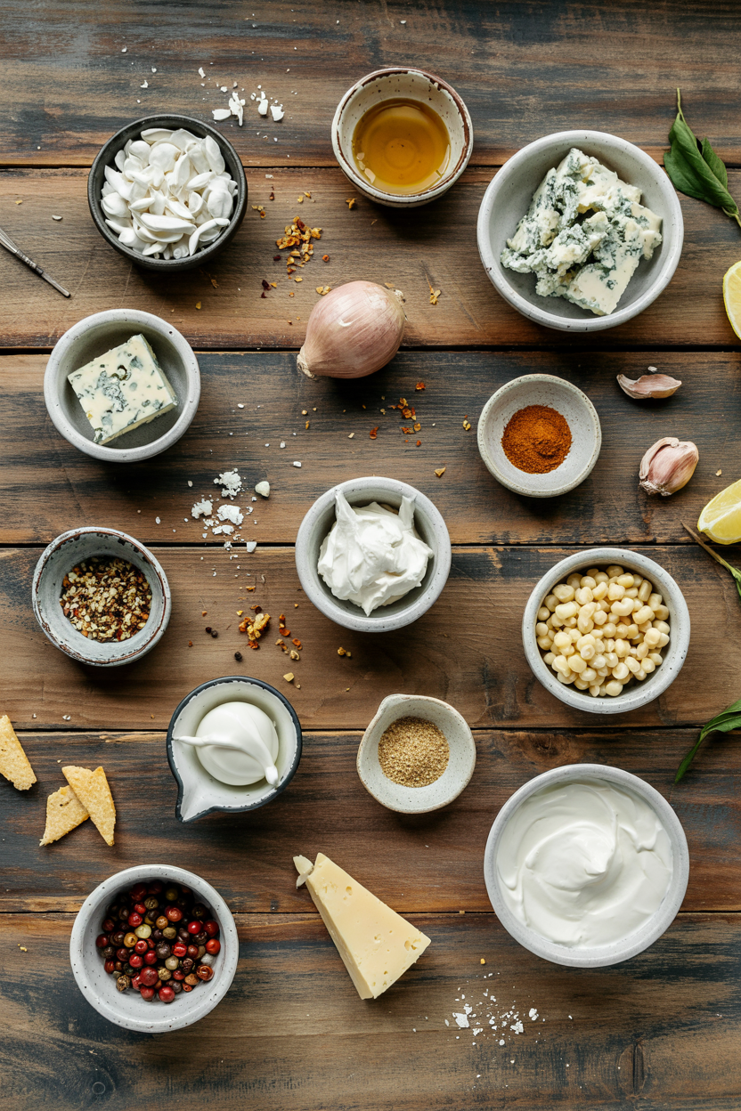 Ingredients for Blue Cheese Dip with Sour Cream