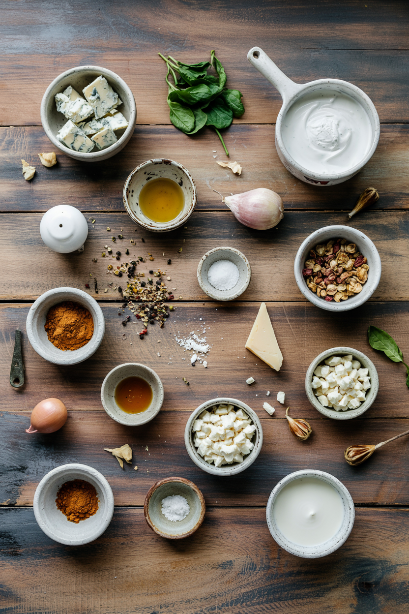 Ingredients for Blue Cheese Dressing with Buttermilk