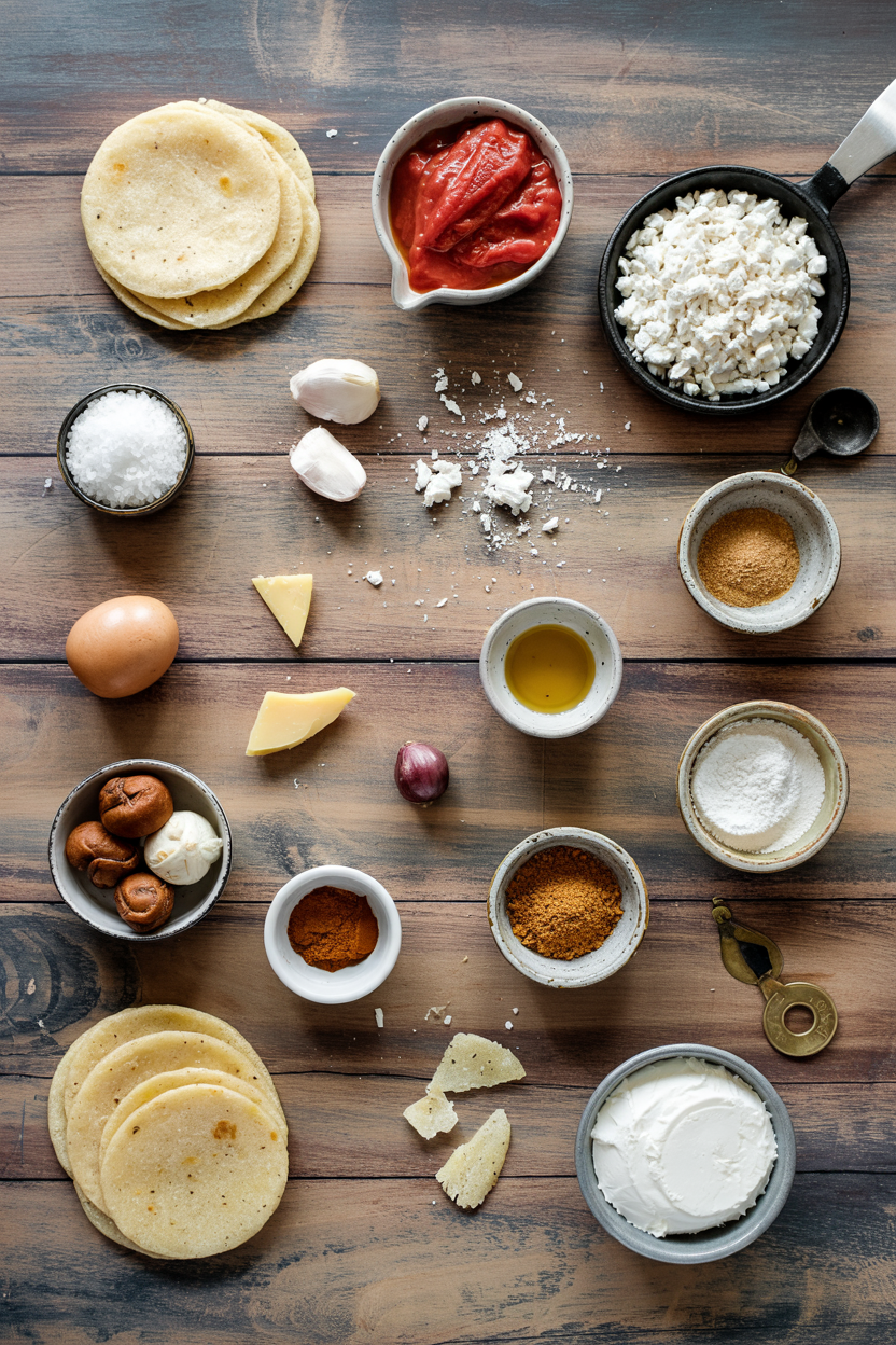 Ingredients for Breakfast Arepas with Cheese