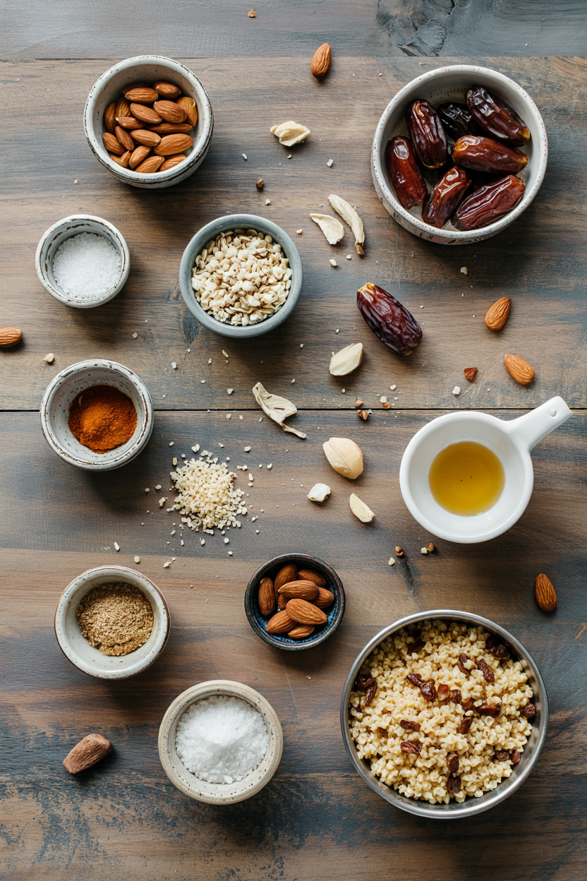 Ingredients for Breakfast Couscous with Dates and Almonds
