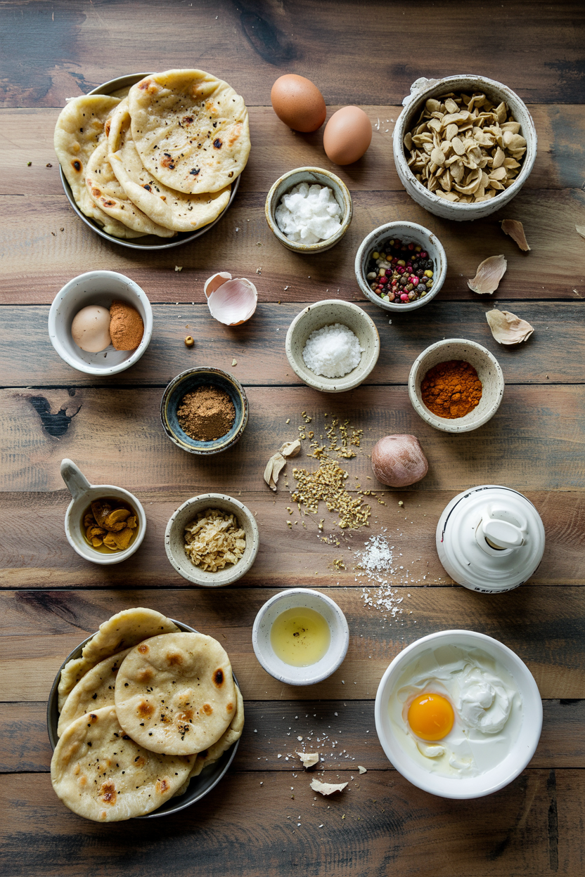 Ingredients for Breakfast Naan with Eggs and Yogurt