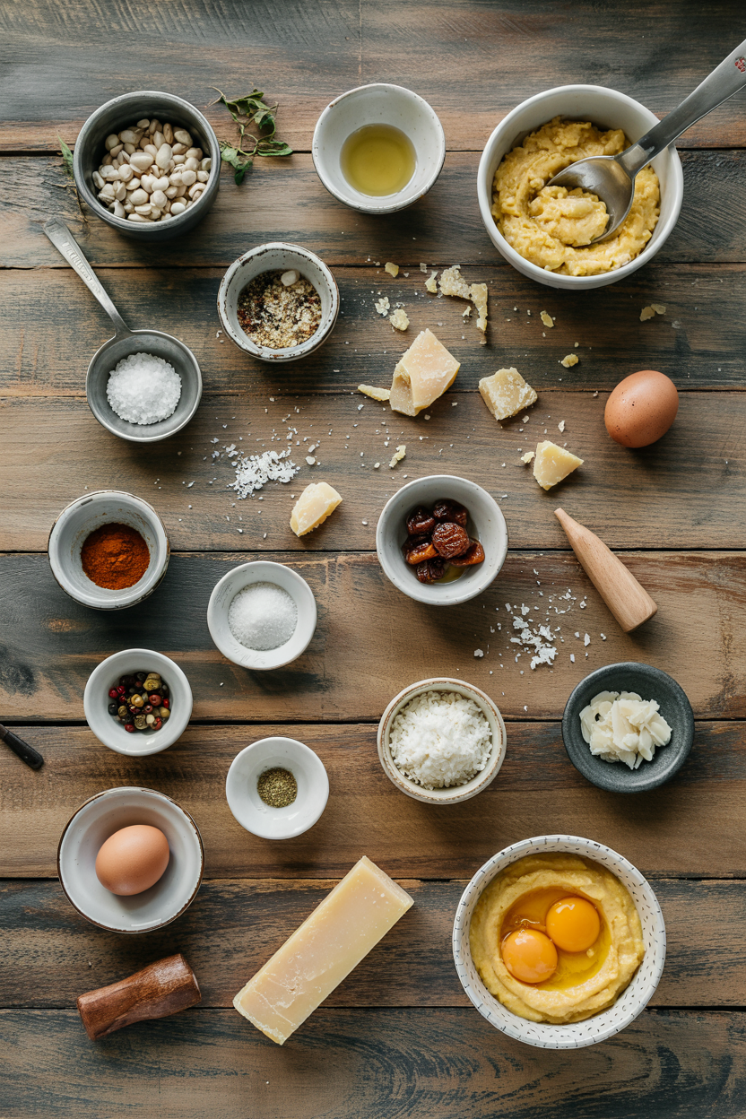 Ingredients for Breakfast Polenta with Eggs and Parmesan