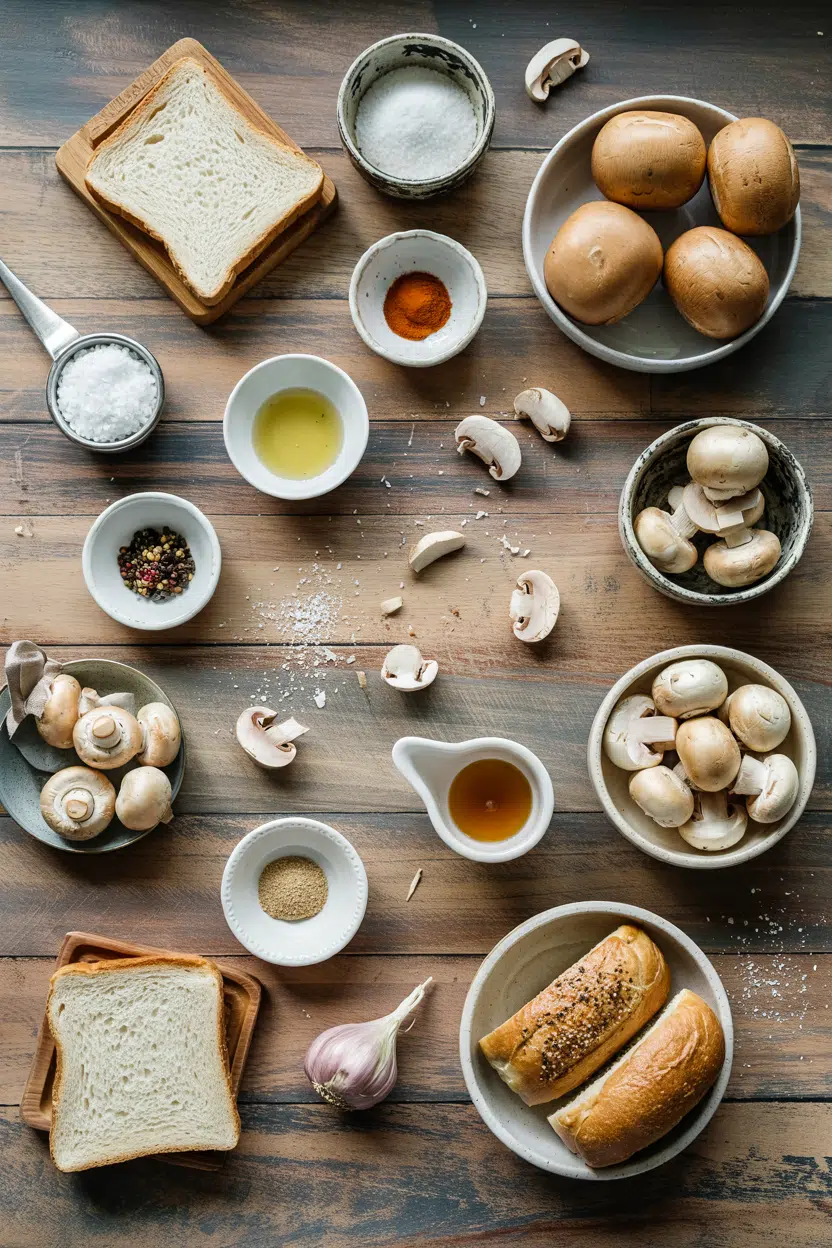 Ingredients for Breakfast Sourdough Toast with Mushrooms