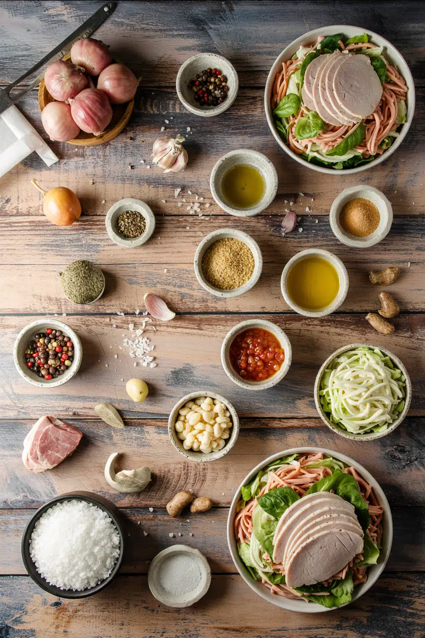 Ingredients for Chef Salad with Turkey and Ham