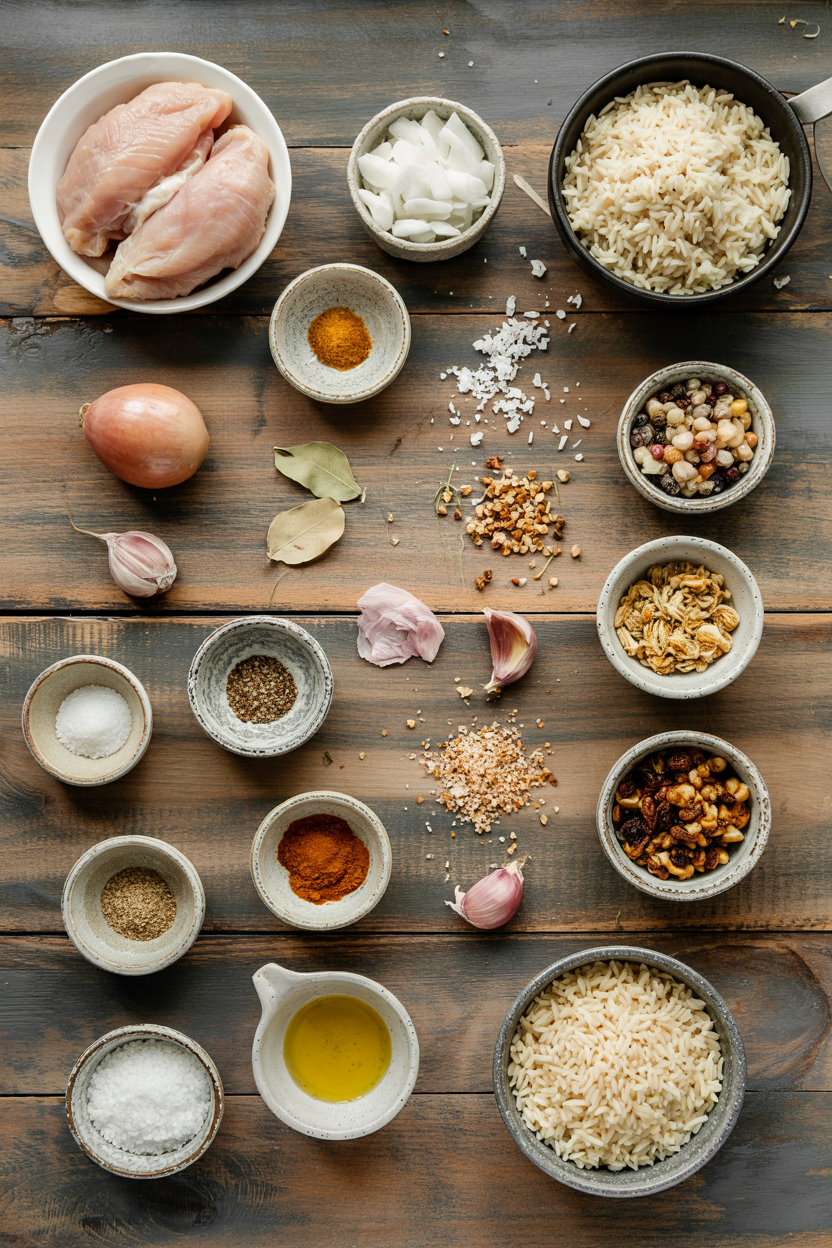 Ingredients for Chicken and Rice Pilaf