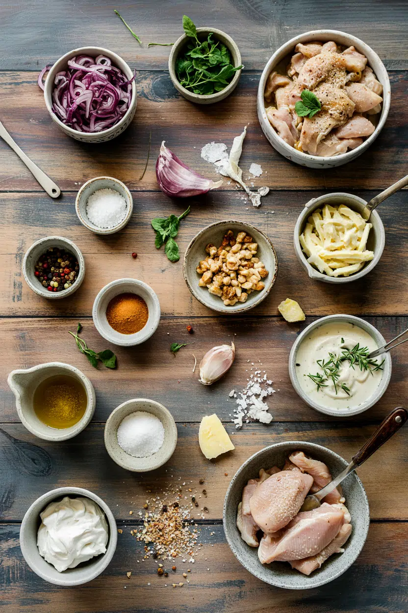 Ingredients for Chicken Fricassee with Cream Sauce