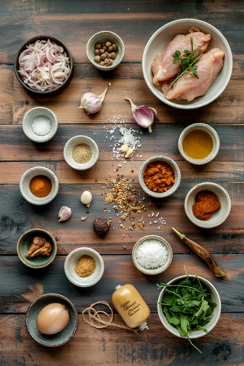 Ingredients for Chicken Karahi Pakistani-Style