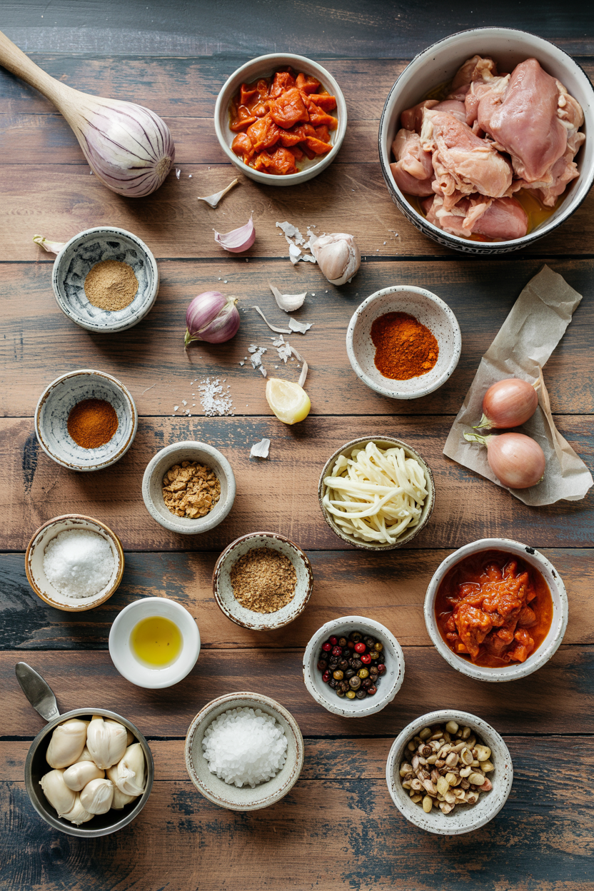 Ingredients for Chicken Paprikash Hungarian-Style