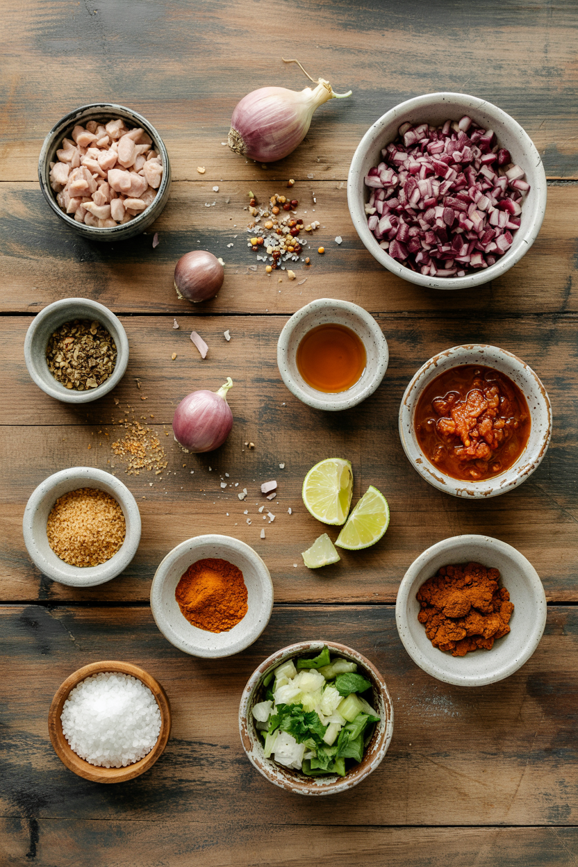 Ingredients for Chicken Pozole Rojo
