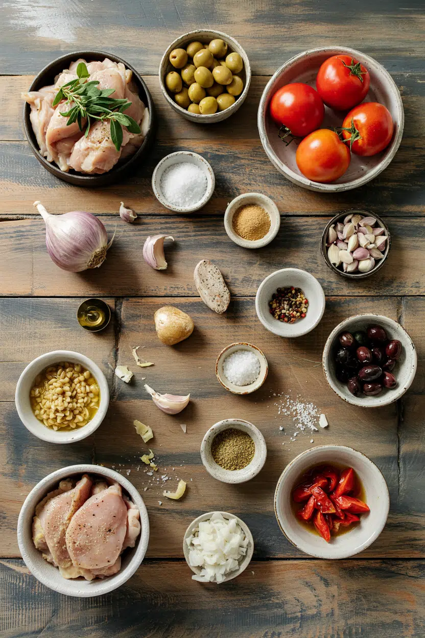 Ingredients for Chicken Provençal with Tomatoes and Olives