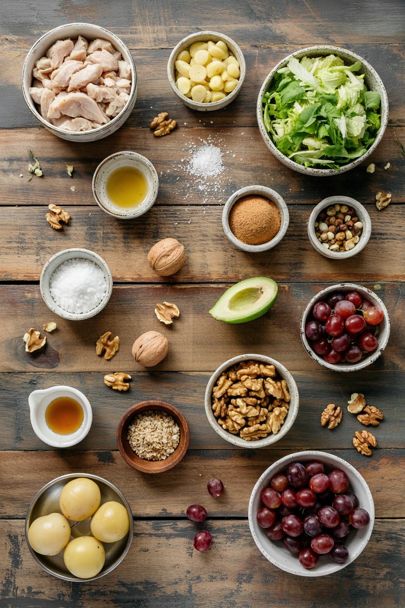 Ingredients for Chicken Salad with Grapes and Walnuts