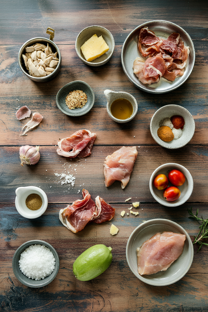 Ingredients for Chicken Saltimbocca with Prosciutto