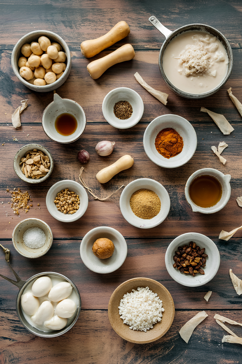 Ingredients for Chinese Savory Soy Milk with Youtiao