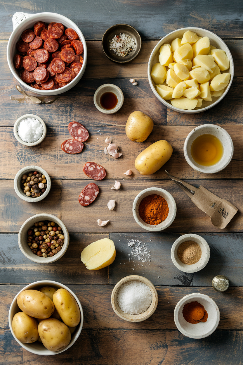 Ingredients for Chorizo and Potato Breakfast Hash