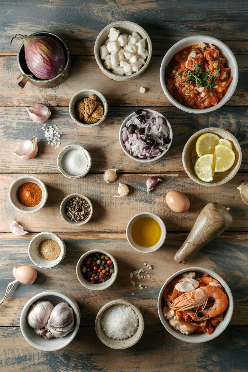 Ingredients for Cioppino Seafood Stew