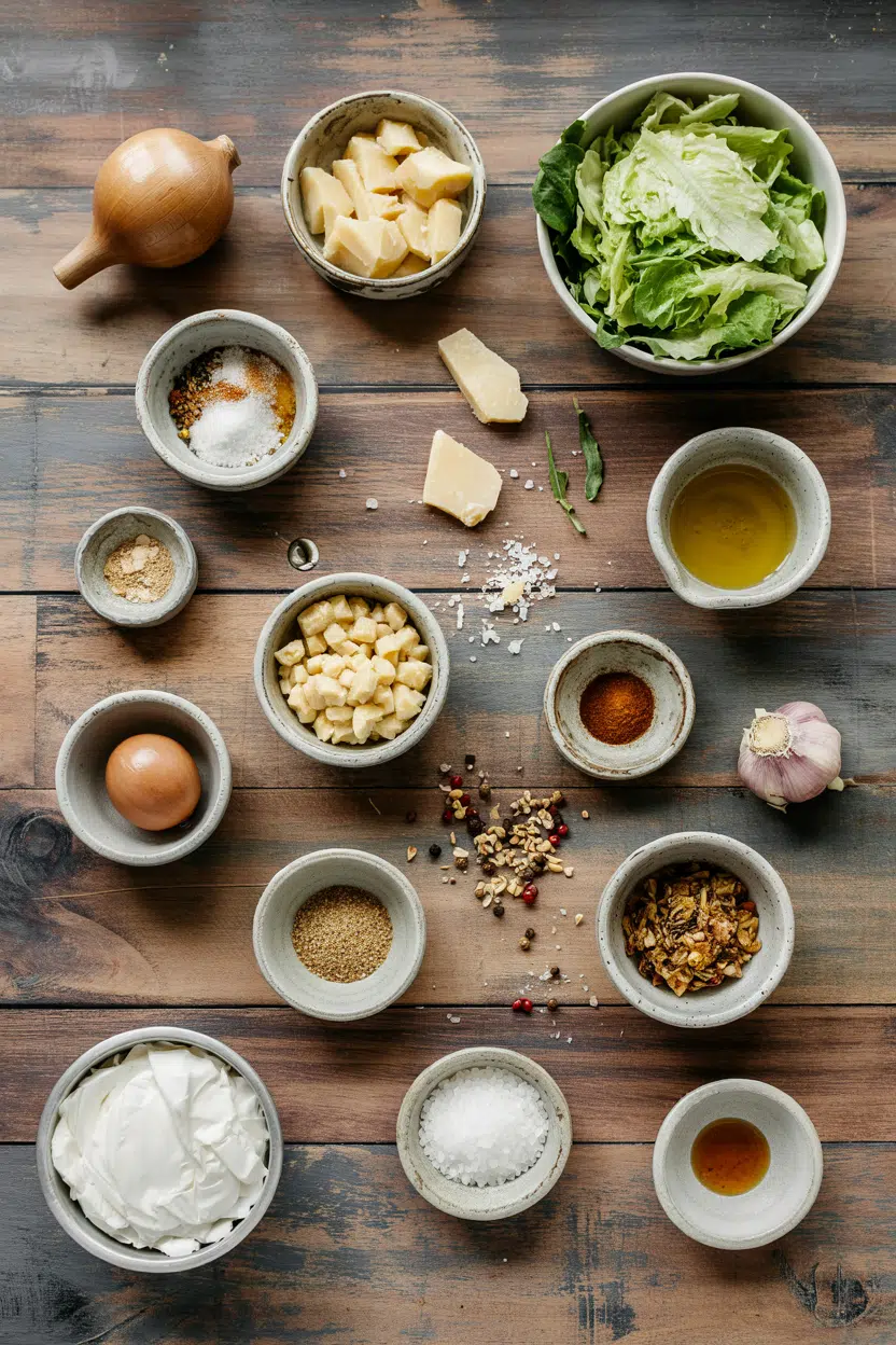 Ingredients for Classic Caesar Salad Dressing