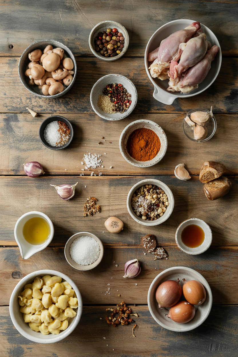 Ingredients for Coq au Vin French-Style