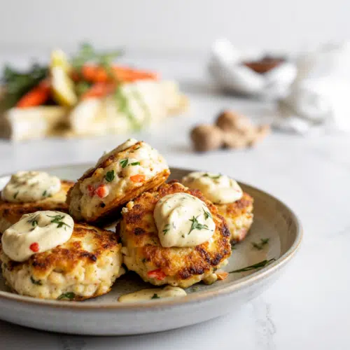 Crab Cakes with Remoulade served on a plate