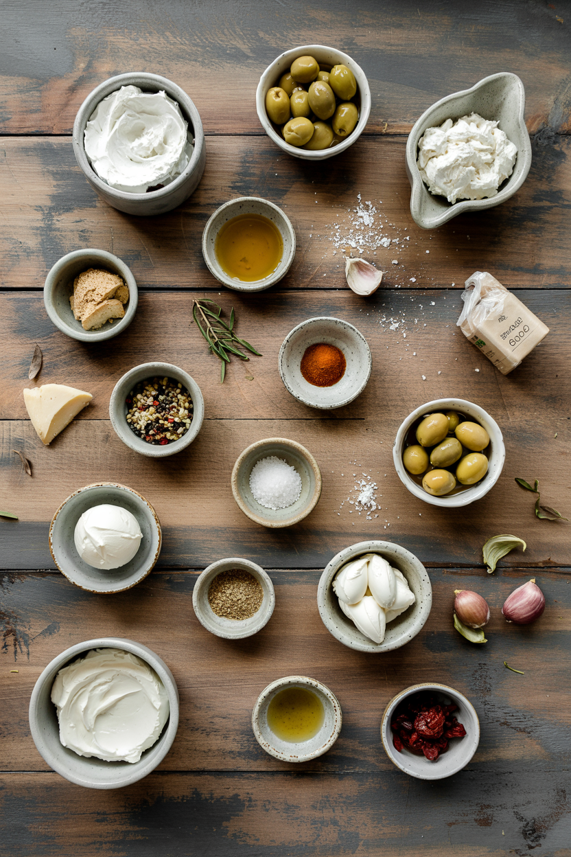 Ingredients for Cream Cheese and Olive Spread