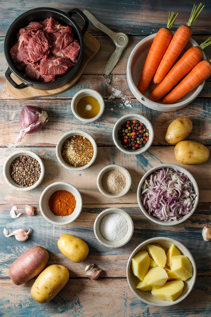 Ingredients for Crockpot Beef Stew with Carrots and Potatoes