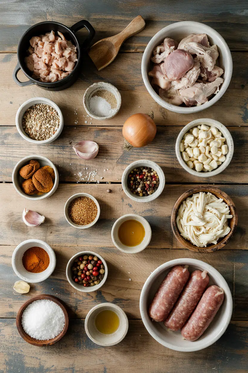 Ingredients for Crockpot Chicken and Sausage Gumbo