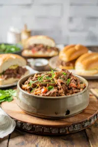 Crockpot Italian Beef Sandwich Filling served on a plate