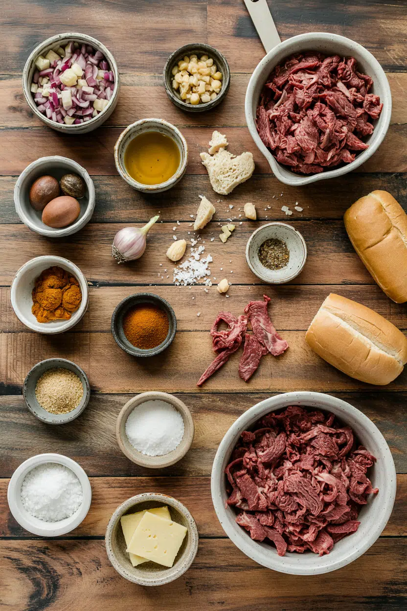 Ingredients for Crockpot Italian Beef Sandwich Filling