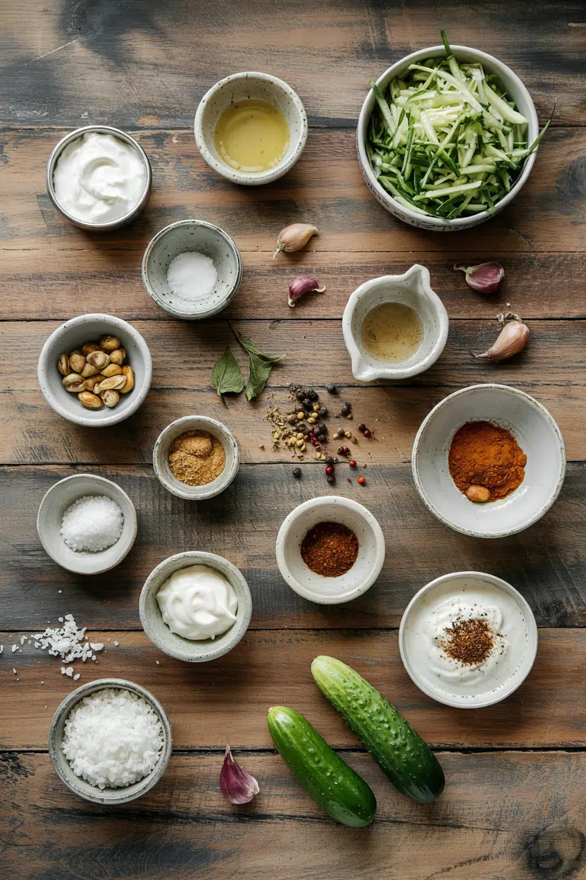 Ingredients for Cucumber Yogurt Salad (Raita-Style)
