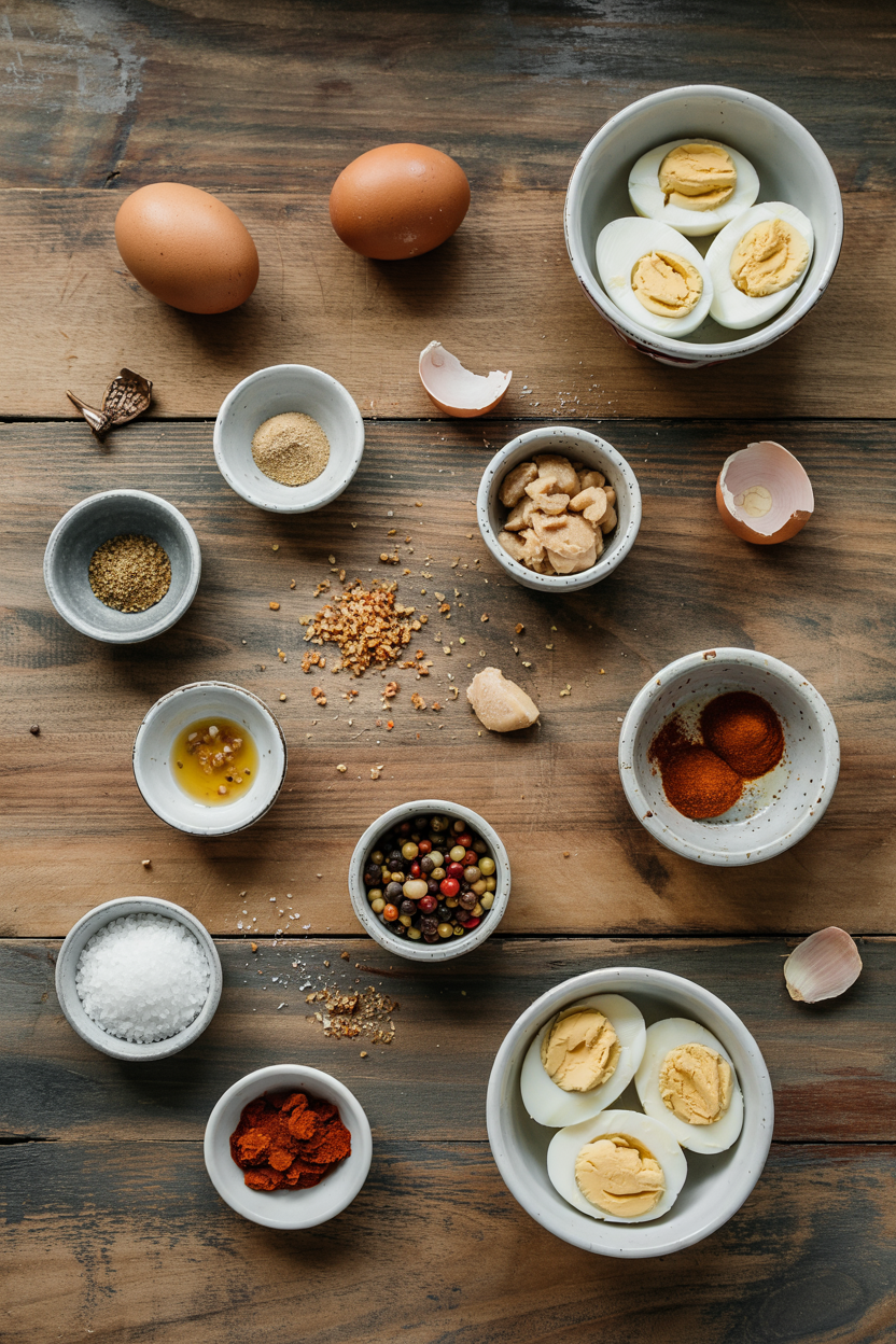 Ingredients for Deviled Eggs with Mustard and Paprika